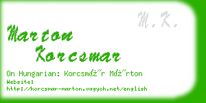 marton korcsmar business card